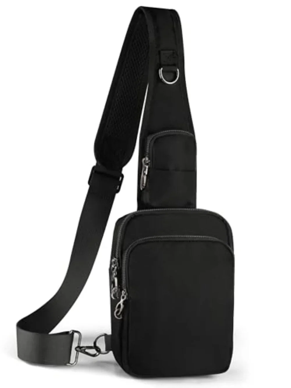 RFID Blocking Water Resistant Nylon Sling Bag with Anti-Theft Zipper Lock